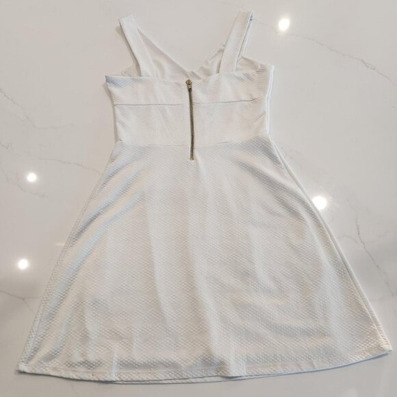Y2K Hollister Sz S White Mini Dress AOP Textured A-line Zip Bachelorette Bridal - Picture 5 of 10